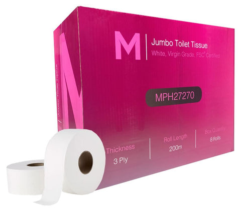 3 Ply 200 Metres Jumbo Toilet Tissue x 8 rolls