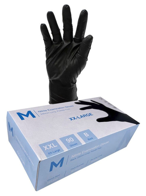 Nitrile Examination Gloves Powder Free - Black, 2XL, 240mm Cuff, 7.0g (Box Of 900)