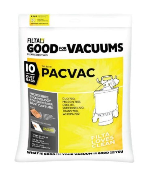 Pacvac Paper Vacuum Bag - White, For Backpack Models (Pack of 10)