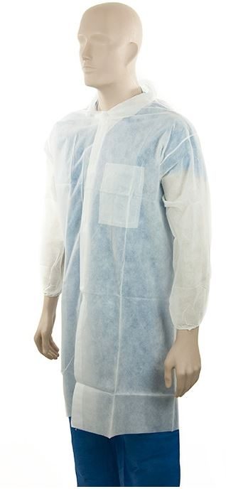 Polypropylene Domed Laboratory Coat - White, 4XL, 45gsm (Box Of 25)