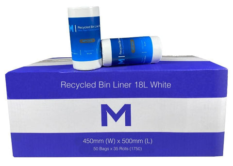 POR Recycled Bin Liner 18L - White, 450mm x 500mm x 15mu (Box Of 1750) *Peach Scented*