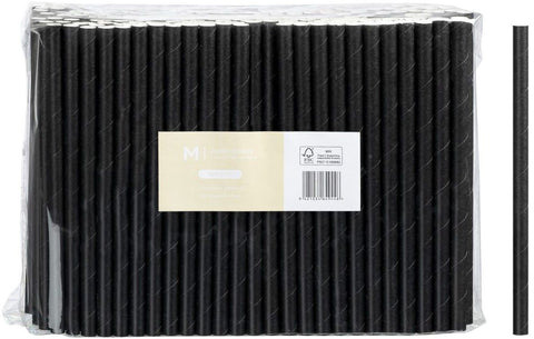 Paper Jumbo Straight Straws - Black, 10mm x 200mm, 300gsm, FSC Mix® (Box Of 2500)