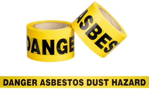 Danger Asbestos Barrier Tape - Yellow/Black, 75mm x 50m x 85mu(Box Of 12 Rolls)