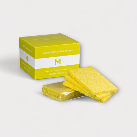 Antibacterial Cellulose Sponges - Yellow, 100mm x 150mm x 10mm(Box Of 120)