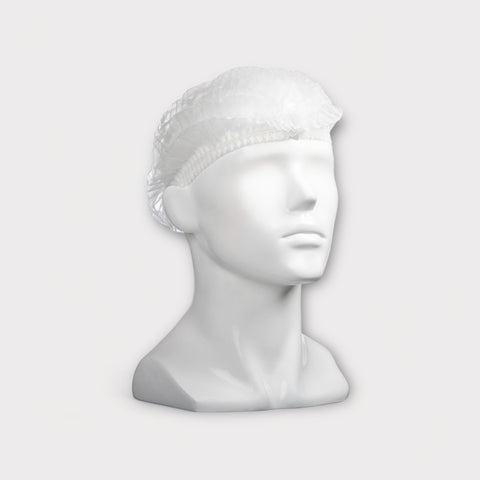 Polypropylene Crimp Hats - White, 530mm Wide, 12gsm(Box Of 1000)