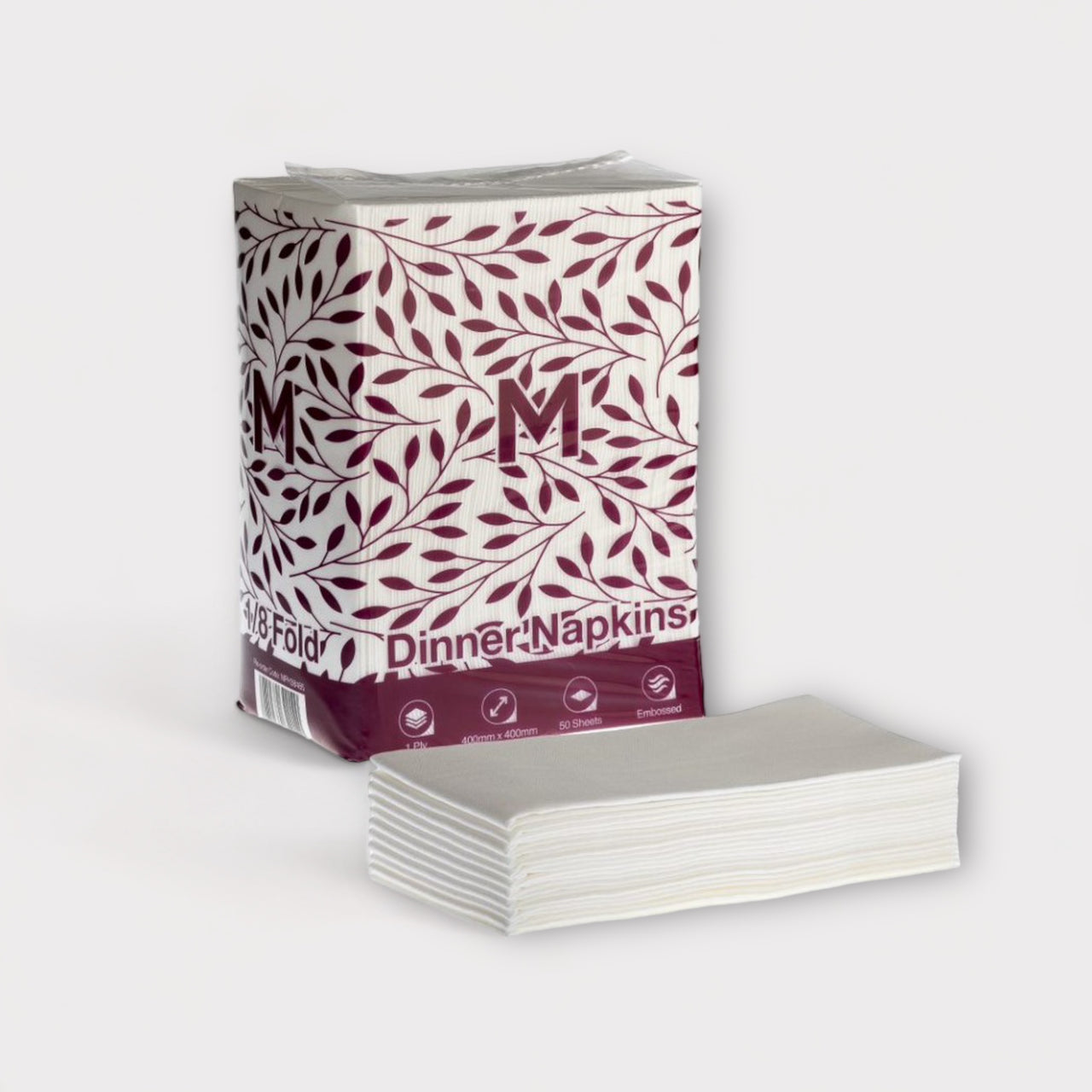 1 Ply 1/8 Fold Linen Look Dinner Napkins 400mm x 400mm - 10 Packs x 50 ...
