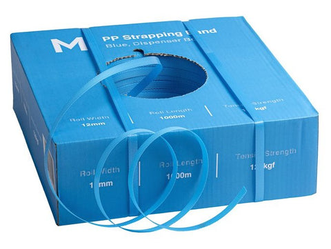 PP Hand Strapping Band - Blue, 12mm x 1000m x 0.60mm, 120kgf