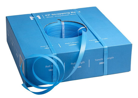 Polypropylene Hand Strapping Band - Blue, 19mm x 1000m x 0.65mm, 200kgf