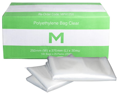 FP Polyethylene Bag - Clear, 250mm x 375mm x 30mu (Box Of 2500)