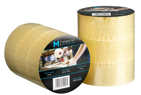 Low Noise Acrylic Packaging Tape - Clear, 48mm x 200m x 55mu (18) *25mm Core Size