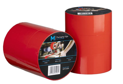 Premium Acrylic Packaging Tape - Red, 48mm x 100m x 55mu (Box Of 36)