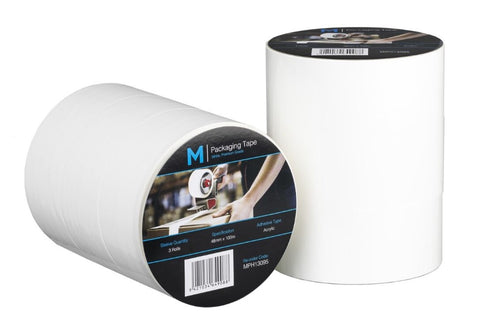 Premium Acrylic Packaging Tape - White, 48mm x 100m x 55mu (Box Of 36)