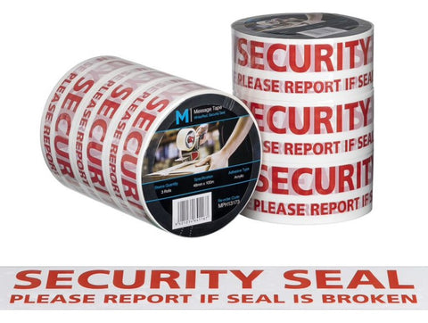 Message Tape Security Seal - White/Red, 48mm x 100m x 50mu (Box Of 36 Rolls)