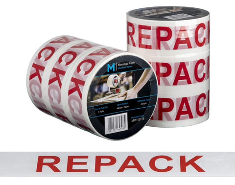 Message Tape Repack - White/Red, 48mm x 100m x 50mu (Box Of 36 Rolls)