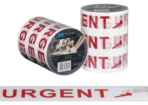 Message Tape Urgent - White/Red, 48mm x 100m x 50mu (Box Of 36 Rolls)