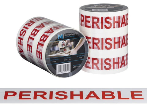 Message Tape Perishable - White/Red, 48mm x 100m x 50mu (Box Of 36 Rolls)