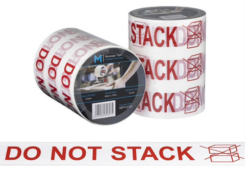 Message Tape Do Not Stack - White/Red, 48mm x 100m x 50mu (Box Of 36 Rolls)