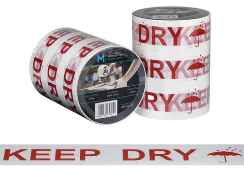 Message Tape Keep Dry - White/Red, 48mm x 100m x 50mu (Box Of 36 Rolls)