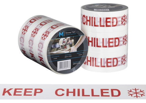 Message Tape Keep Chilled - White/Red, 48mm x 100m x 50mu (Box Of 36 Rolls)