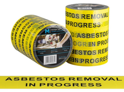 Message Tape Asbestos Removal - Yellow/Black, 48mm x 100m x 50mu (Box Of 36 Rolls)