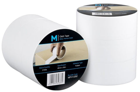 Premium Cloth Tape - White, 48mm x 30m x 250mu (Box Of 36)