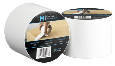 Premium Cloth Tape - White, 96mm x 30m x 250mu (Box Of 12)