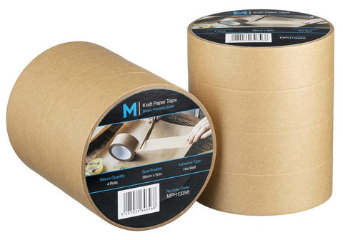 Kraft Paper Packaging Tape - Tan, 36mm x 50m x 125mu (Box Of 48)