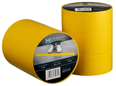 PVC Floor Marking Tape -Yellow, 48mm x 33m x 150mu (Box Of 36)