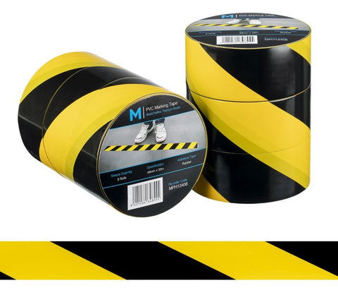 PVC Floor Marking Tape - Yellow/Black, 48mm x 33m x 150mu (Box Of 36)