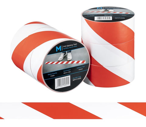 PVC Floor Marking Tape - White/Red, 48mm x 33m x 150mu (Box Of 36)