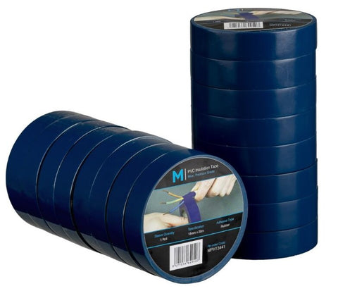 PVC Electrical Insulation Tape - Blue, 18mm x 20m x 180mu (Box Of 96)