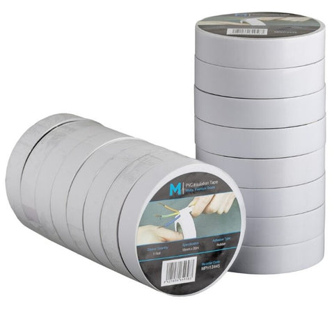 PVC Electrical Insulation Tape - White, 18mm x 20m x 180mu (Box Of 96)