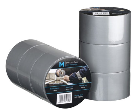 PVC Utility Duct Tape - Silver, 48mm x 30m x 150mu (Box Of 30)