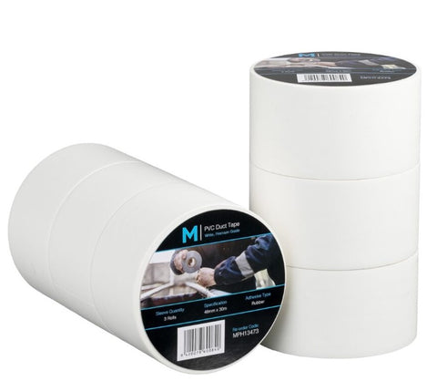 PVC Utility Duct Tape - White, 48mm x 30m x 150mu (Box Of 30)