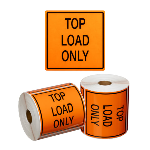 Handling Label Top Load Only - Orange/Black, 99mm x 99mm (Roll Of 500)