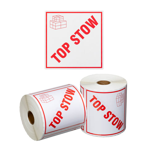 Handling Label Top Stow - White/Red, 99mm x 99mm (Roll Of 500)