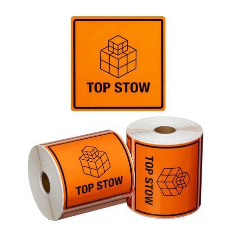 Handling Label Top Stow - Orange/Black, 99mm x 99mm (Roll Of 500)