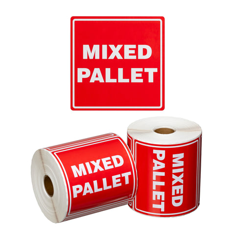 Handling Label Mixed Pallet - Red/White, 99mm x 99mm (Roll Of 500)