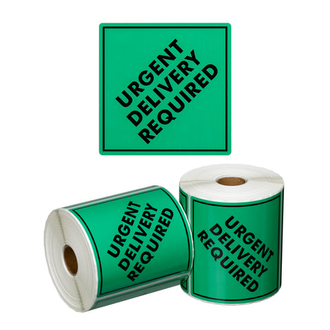 Handling Label Urgent Delivery - Green/Black, 99mm x 99mm (Roll Of 500)