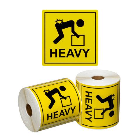 Handling Label Heavy - Yellow/Black, 99mm x 99mm (Roll Of 500)