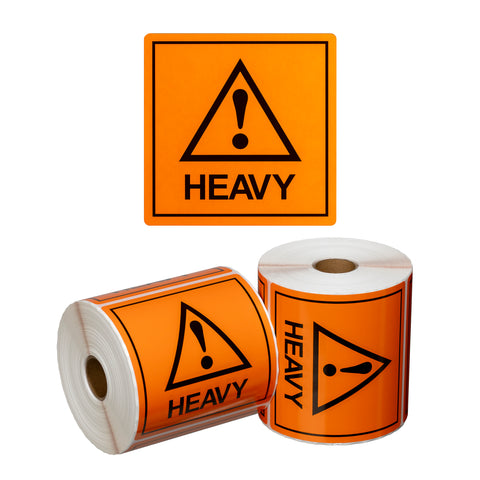 Handling Label Heavy - Orange/Black, 99mm x 99mm (Roll Of 500)