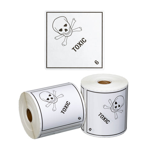 Dangerous Goods Label Toxic 6.1 - White/Black, 99mm x 99mm (Roll Of 500)