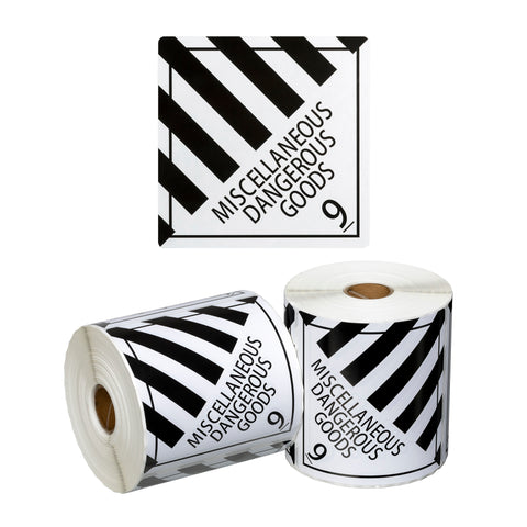 Dangerous Goods Label Miscellaneous Dangerous Goods 9 - White/Black, 99mm x 99mm(Roll Of 500)