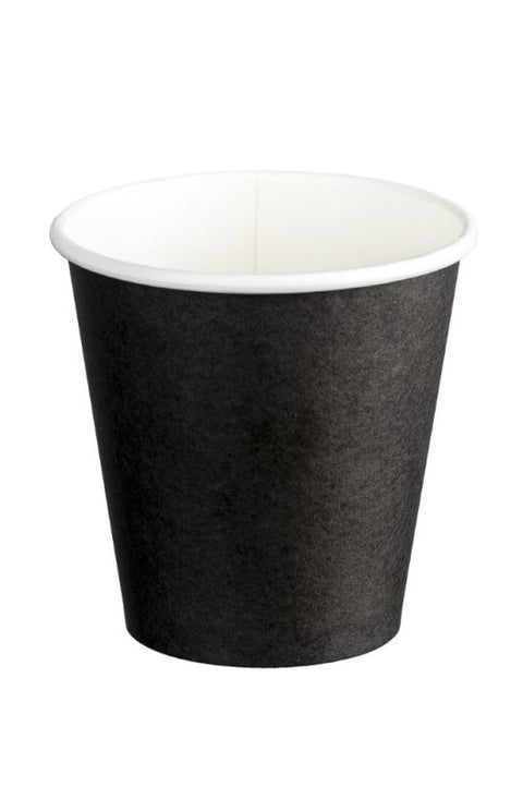 Single Wall PE Paper Cups - Black, 6oz, 230ml (Box Of 1000) *80mm Diameter