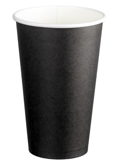 Single Wall PE Paper Cups - Black, 16oz, 510ml (Box Of 1000) *90mm Diameter