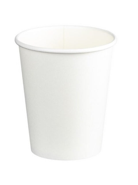 Single Wall PE Paper Cups - White, 8oz, 280ml (Box Of 1000) *80mm Diameter