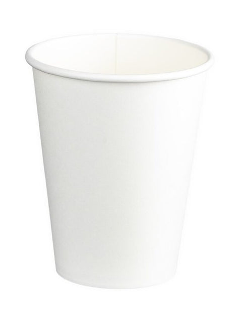 Single Wall PE Paper Cups, White, 12oz, 90mm Diameter, 390ml x 1000's pack