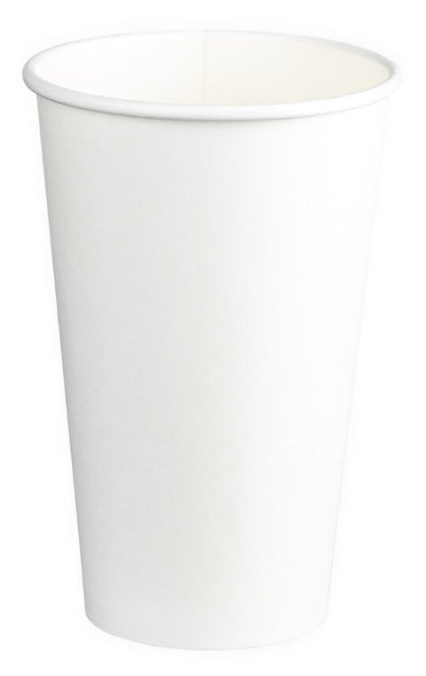 Single Wall PE Paper Cups - White, 16oz, 510ml (Box Of 1000) *90mm Diameter