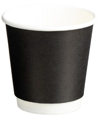 Double Wall PE Paper Cups, Black, 6oz,80mm Diameter, 230ml (Box Of 500)