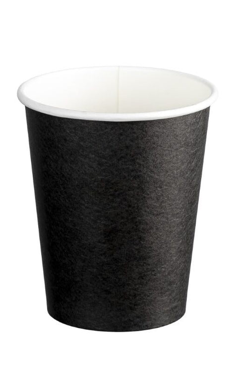 Single Wall PE Paper Cups - Black, 8oz, 280ml (Box Of 1000) *80mm Diameter